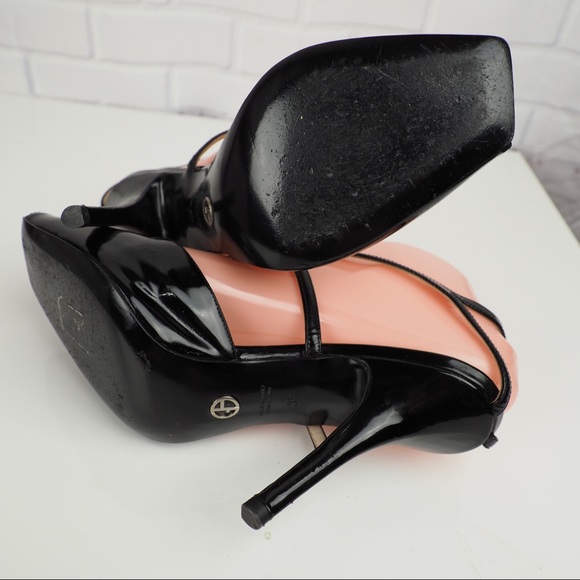 Giorgio Armani sz 38 black patent strappy heels - Picture 10 of 16